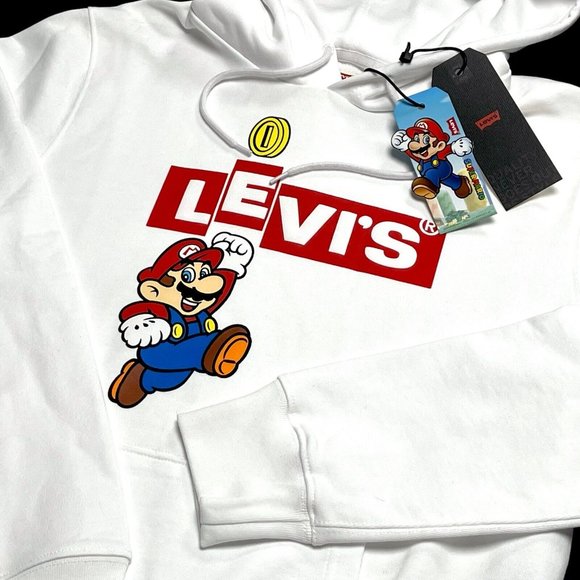Levi's x Nintendo Super Mario Bros Graphic Sweatshirt Hoodie White Small… - Picture 2 of 15